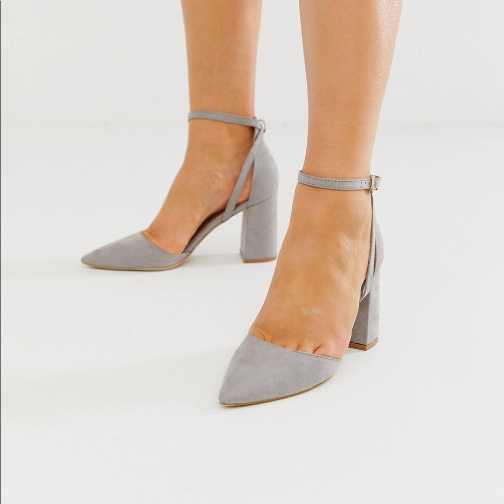 RAID Katy gray block heeled shoes